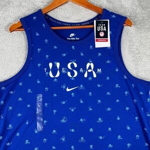 Nike Team USA Tank Top Men's Medium Blue‎ Olympic Graphic Sleeveless Sportswear